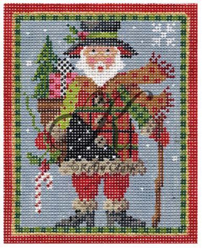 Santa KCN1328 Patchwork 3.75" x 4.5", 18 Mesh  KELLY CLARK STUDIO, LLC