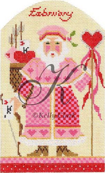 KLJ02 February Santa 4.33"w x 7.25"h 18 Mesh KELLY CLARK STUDIO, LLC