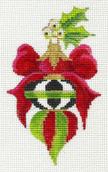 KCV111 Petite Victorian Ornament: Lime & Crimson Spinning Top	2.75" x 4.75", 18 Mesh KELLY CLARK STUDIO, LLC