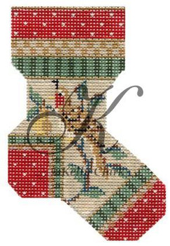 KCN743 Partridge in a Pear Tree Sock 2.75" x 4", 18 Mesh KELLY CLARK STUDIO, LLC