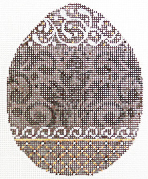 KEA08-18 Chocolate Damask Egg   4" x 5", 18 Mesh  KELLY CLARK STUDIO, LLC