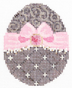 KEA12-18  Chocolate Ribbon Egg 2.5" x 3.25", 18 Mesh With Stitch Guide And Kit: Includes wire, beads, felt, suede and other embellishments – no threadsKELLY CLARK STUDIO, LLC