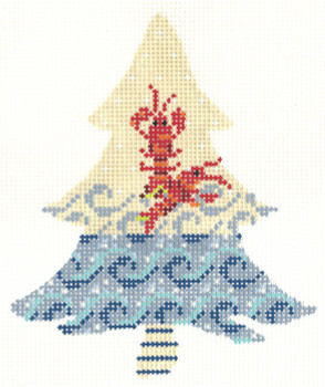 KCNT35-18 Coastal Lobster Tree 3.75” x 4.5” 18Mesh With Stitch Guide KELLY CLARK STUDIO, LLC