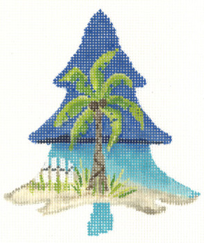 KCNT43-18 Palmeto Tree 3.75" x 4.5"| 18 Mesh  With Stitch Guide and Thread Kit KELLY CLARK STUDIO, LLC