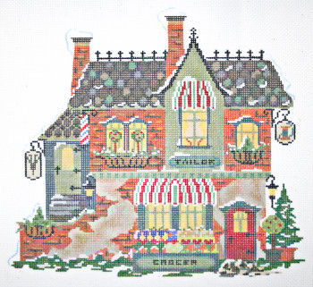 KWV09-18 Barber, Tailor, & Green Grocer 9" x 9" 18 Mesh With Stitch Guide KELLY CLARK STUDIO, LLC