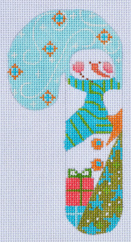 CH-51 Whirling Snowman Candy Cane 2 ¾ x 5 ¼ 18 Mesh With Stitch Guide CH Designs