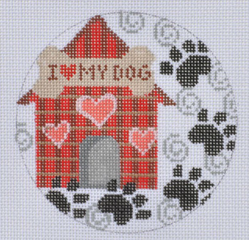 CH-235 Dog House Ornament 4” Round 18 Mesh CH Designs