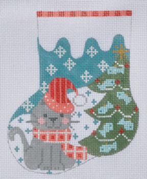 CH-238 Cat Mini Stocking 4 x 5 18 Mesh CH Designs