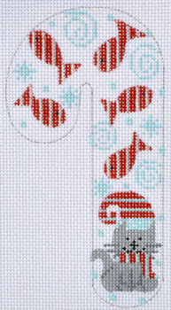 CH-241 Cat Fish Candy Cane 2 ¾ x 5 ¼ 18 Mesh CH Designs