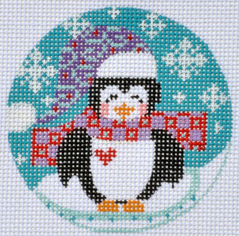 PFOS-10 Snowflake Penguin  3” Round 18 Mesh CH Designs