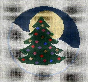 CB-20 Holiday Tree with Moon 4 x 4 18 Mesh With Stitch Guide CHRISTINE SAUNDERS– EYE OF THE NEEDLE