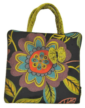 #81 605 Neeldepoint / Cross Stitch Case In Fractured Flowers(Swatch), shown Finished in #67 Prytania Hug Me Bag