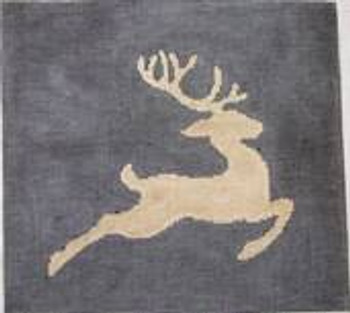 P106 Reindeer Silhouette -  Gold and Black 11 x 12 13 Mesh Kristine Kingston Needlepoint Designs