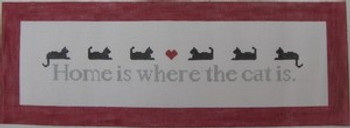 P101 Home is where the Cat is 19 x 7  18 Mesh Kristine Kingston Needlepoint Designs