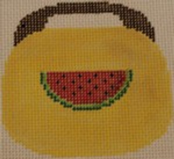 OBB109 Watermelon on Yellow 3.5 x 3.5 18 Mesh Kristine Kingston Needlepoint Designs