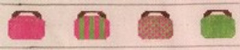 B160 Preppy Bermuda Bags - Pink and Green 39 x 1.5 18 Mesh Kristine Kingston Needlepoint Designs Belt