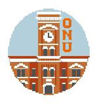 BT642 Ohio Northern U Hill Bldg  4" diameter 18 Mesh Kathy Schenkel Designs