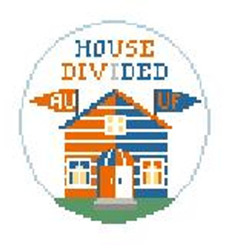 BT271B House Divided U of FL/Auburn  4" diameter Kathy Schenkel Designs 18 Mesh