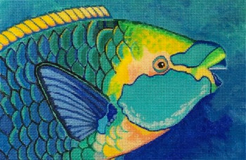 613 Purple Palm Designs Green Throated Parrotfish 6 x 9 18 Mesh