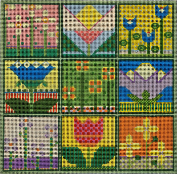 CM5023 Floral Squares 6 3/4 x 6 3/4", 18 ct. Carolyn Manning Designs 