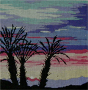 606	Palm Sunset	12x12	12 Mesh Tapestry Fair