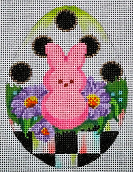 1093 Black & White Egg-Pink Peep Bunny	5"h	 18 Mesh Tapestry Fair