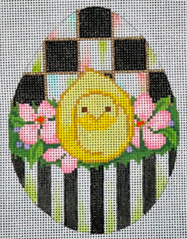 1092 Black & White Egg-Yellow Peep Chick	5"h 18 Mesh Tapestry Fair