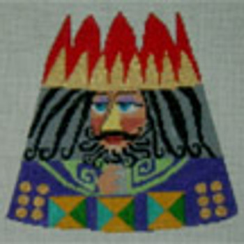 1087  F - Abstract Nativity -King 1	app. 5"h 18 Mesh Tapestry Fair