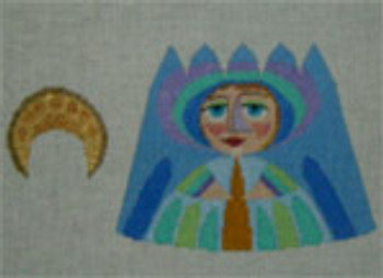 1087  B - Abstract Nativity -Mary app. 5"h 18 Mesh Tapestry Fair