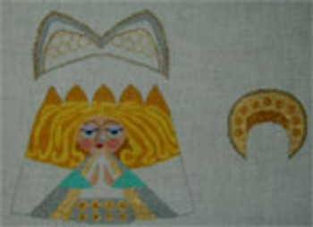 1087  A - Abstract Nativity -Angel app. 5"h 18 Mesh Tapestry Fair
