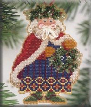 MHWS9 Mill Hill Santa Ornament Kit Holly & Ivy Santa (2001)