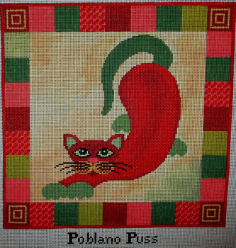 SQ-4 A Poblano Puss	11x11  13 Mesh Helene Knott for STORY QUILTS