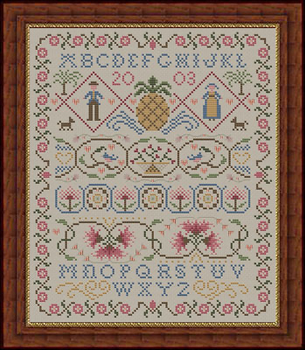 23 Sophia Mary’s Sampler whole stitches Whispered by the Wind, LLC