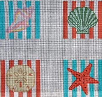 CO-43 Seashells 4 per canvas 13 Mesh COASTER The Meredith Collection