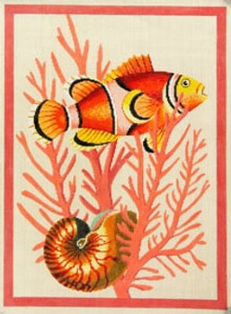 C-530d Clown Fish and Shell - Peach 11 x 15 18 Mesh Meredith Collection