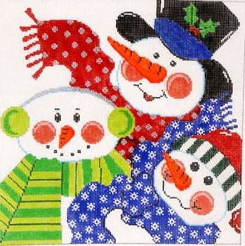 C-516 Three Snowmen includes Stitch Guide 9 x 9 18 Mesh Meredith Collection
