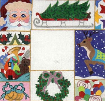 F-172 Christmas Patchwork 4 x 4 18 Mesh FRAME Meredith Collection