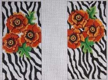 G-137 Zebra with Orange Poppies Two Piece 13 Mesh EYEGLASS CASE Meredith Collection
