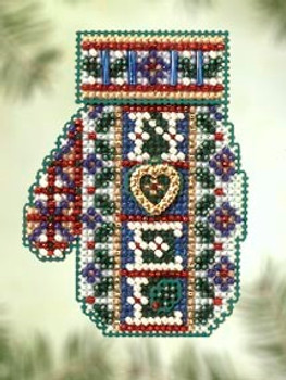 MHCM54 Mill Hill Charmed Ornament Kit Noel Heart (2005) Mitten