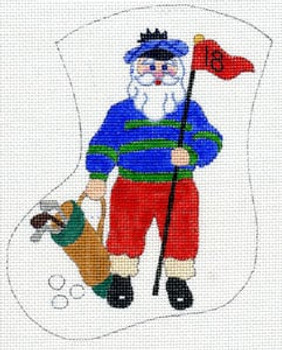 MX-21b Golf Santa 18 Mesh CHRISTMAS MINI STOCKING The Meredith Collection