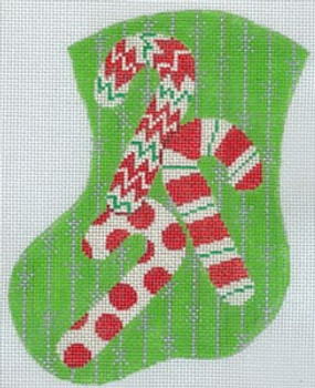 MX-176a Candy Canes Retro 18 Mesh CHRISTMAS MINI STOCKING The Meredith Collection