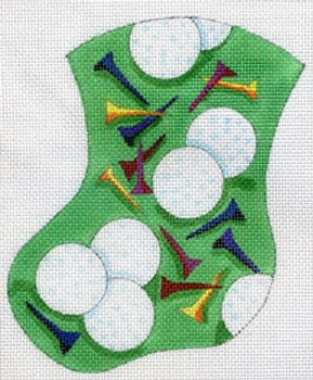 MX-107a Golfing Collage 18 Mesh CHRISTMAS MINI STOCKING The Meredith Collection