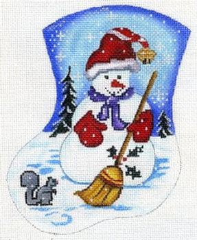 MX-115 Snowman with Broom 18 Mesh CHRISTMAS MINI STOCKING The Meredith Collection