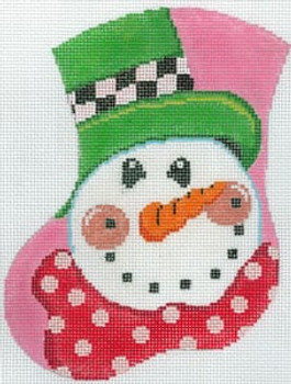 MX-188 Happy Snowman 18 Mesh CHRISTMAS MINI STOCKING The Meredith Collection
