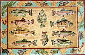 R-54 Freshwater Game Fish 31 x 46 10 Mesh Rug The Meredith Collection
