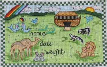 S-9a Noah's Ark - Birth Announcement - With Camel and Animals 5 1/2x9 18 Mesh SIGN The Meredith Collection