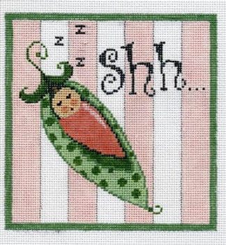 S-162a Sweet Pea Sleeping Girl - Shhhh 5 x 5 18 Mesh SIGN The Meredith Collection