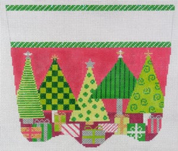 XC-20a Oh Christmas Tree - Pink 13 Mesh CHRISTMAS STOCKING CUFF The Meredith Collection