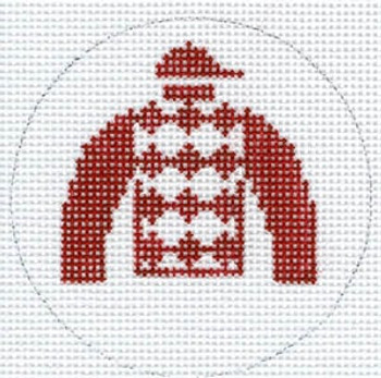 XO-140b Jockey Silk Ornament with Red and White Diamonds 18 Mesh The Meredith Collection