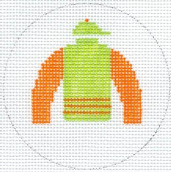 XO-140e Jockey Silk Ornament Green with Orange Sleeves 18 Mesh The Meredith Collection